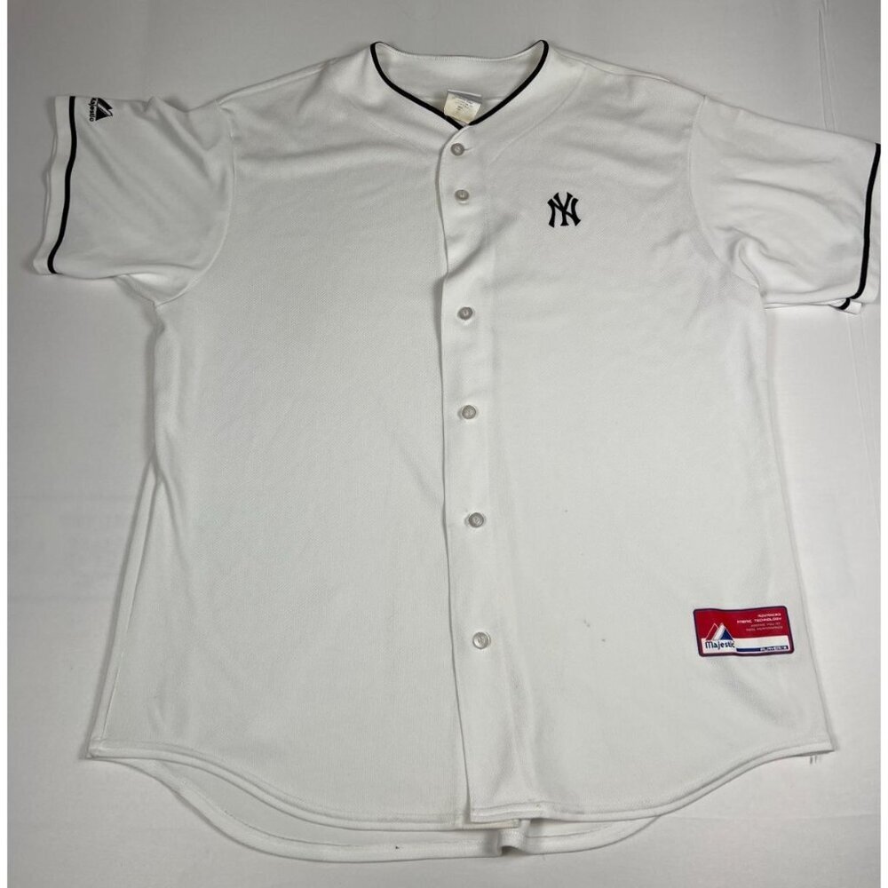 Majestic Men XL New York Yankees White Pinstripe Baseball Jersey Made in USA